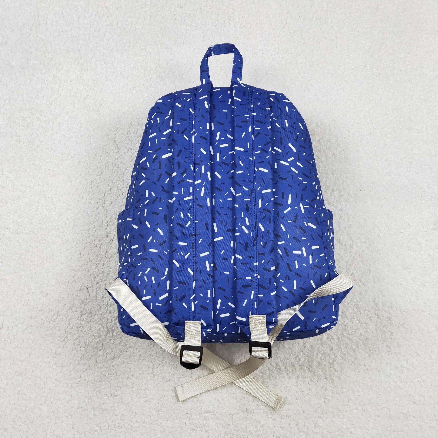 11.22 RTS NO MOQ （In stock）BA0340 Baby Kids Hot Blue Drip Sprinkles Team Zipper School Back Bags  13*5*17 inches