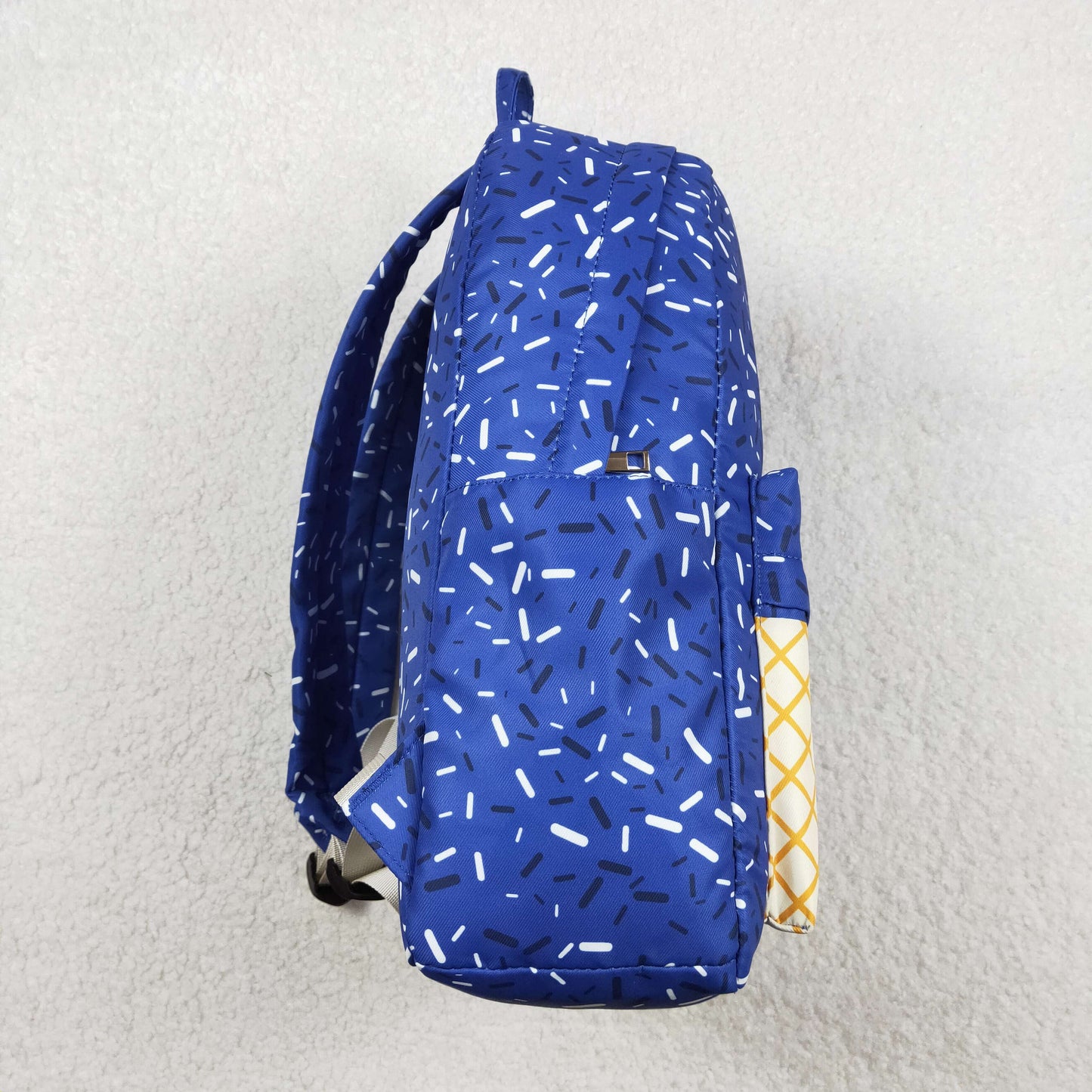 11.22 RTS NO MOQ （In stock）BA0340 Baby Kids Hot Blue Drip Sprinkles Team Zipper School Back Bags  13*5*17 inches