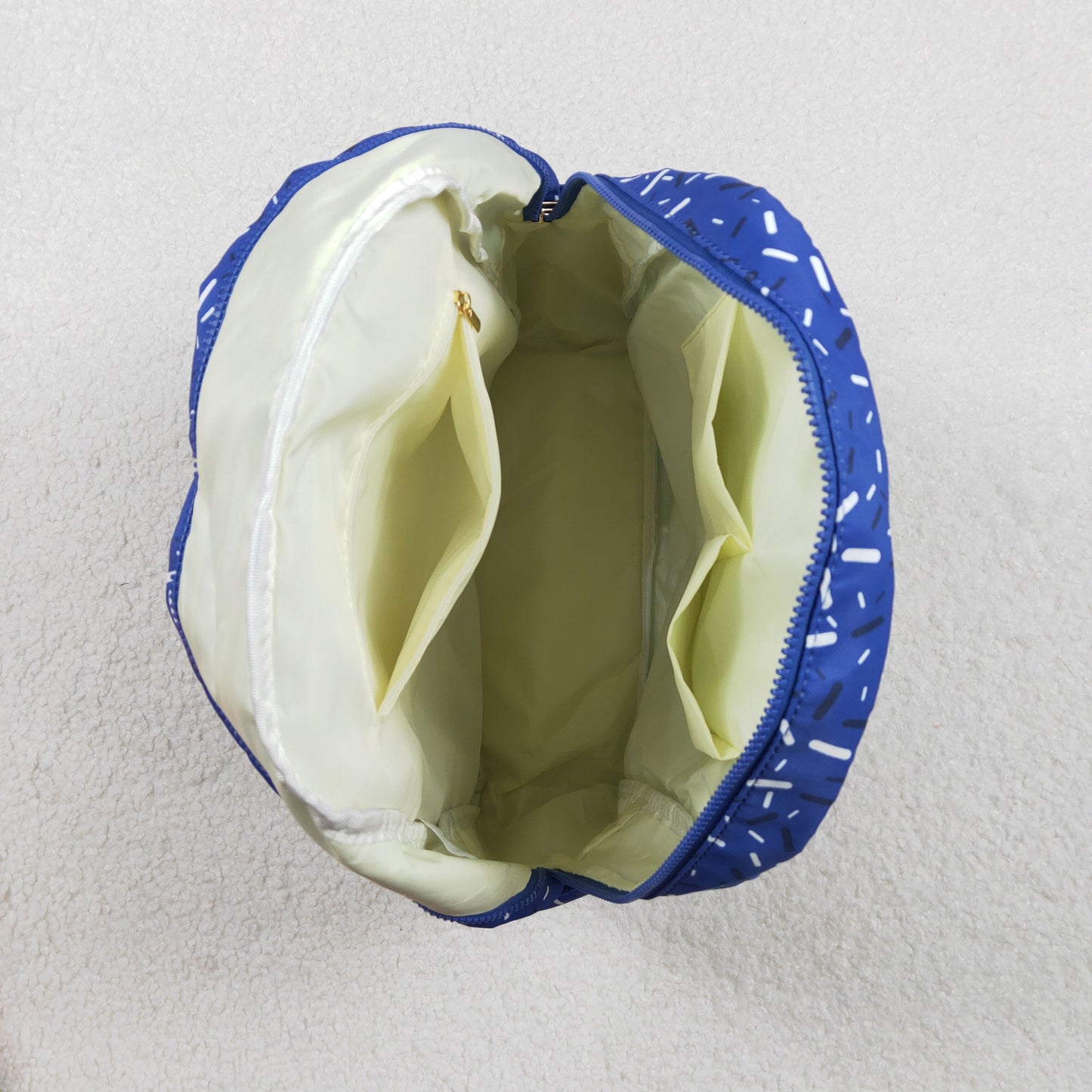 11.22 RTS NO MOQ （In stock）BA0340 Baby Kids Hot Blue Drip Sprinkles Team Zipper School Back Bags  13*5*17 inches