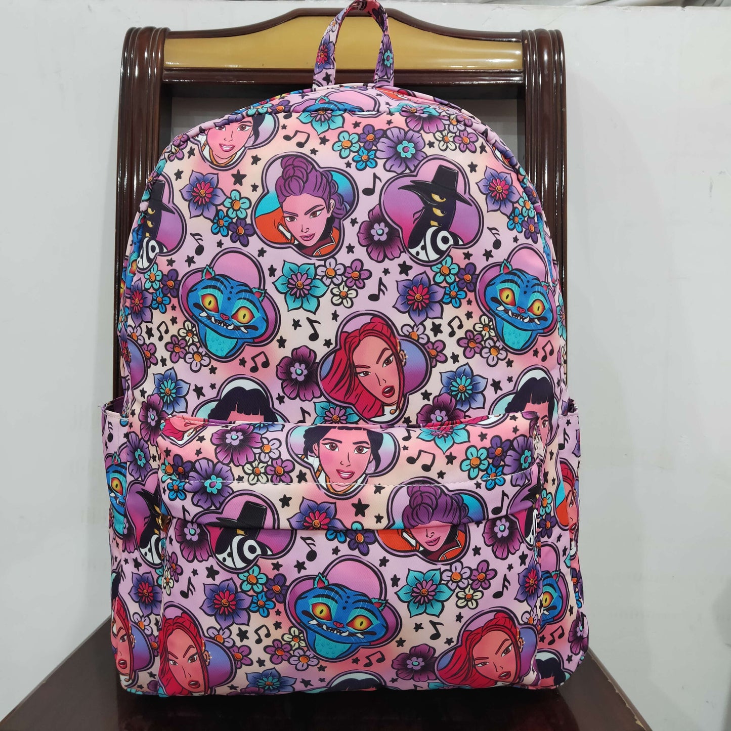 1.31 RTS NO MOQ （In stock）BA0384 Baby Kids Demon Hunter Flowers Zipper School Back Bags
