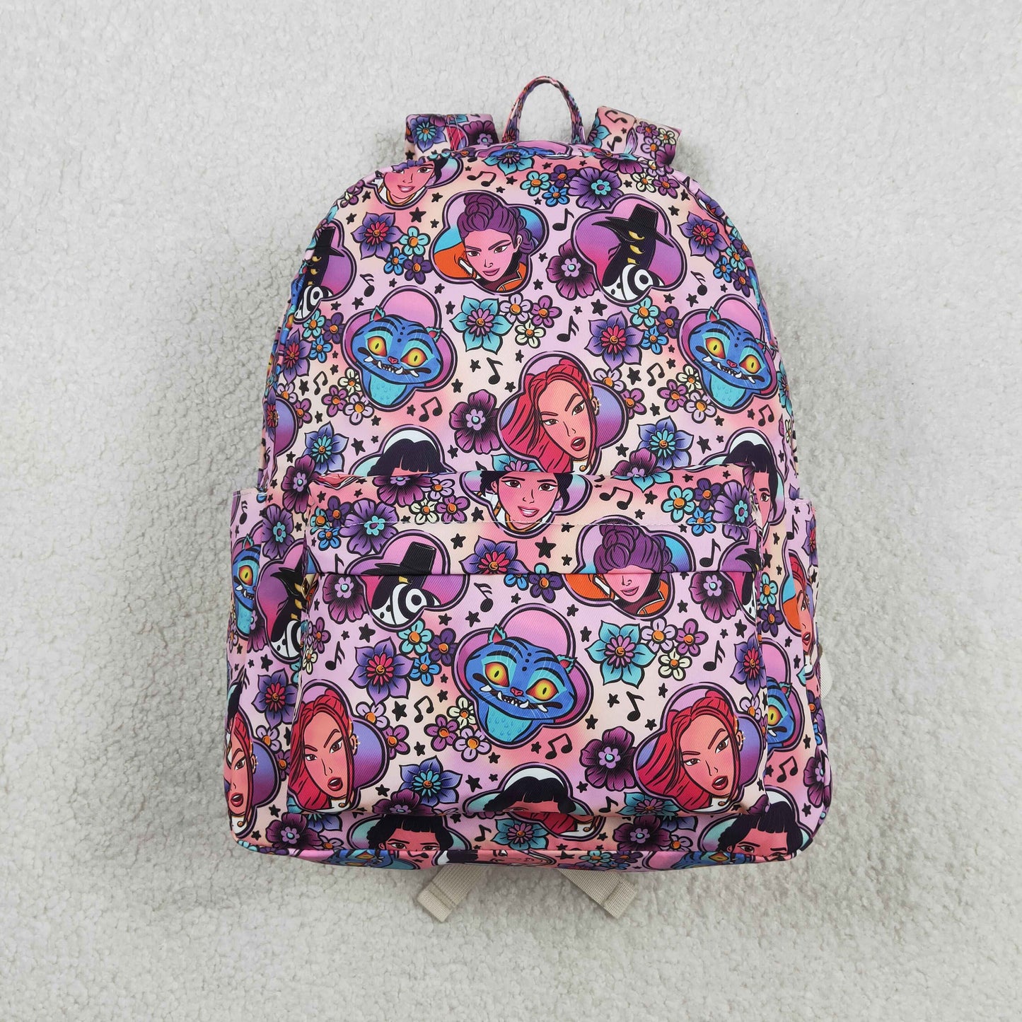 1.31 RTS NO MOQ （In stock）BA0384 Baby Kids Demon Hunter Flowers Zipper School Back Bags