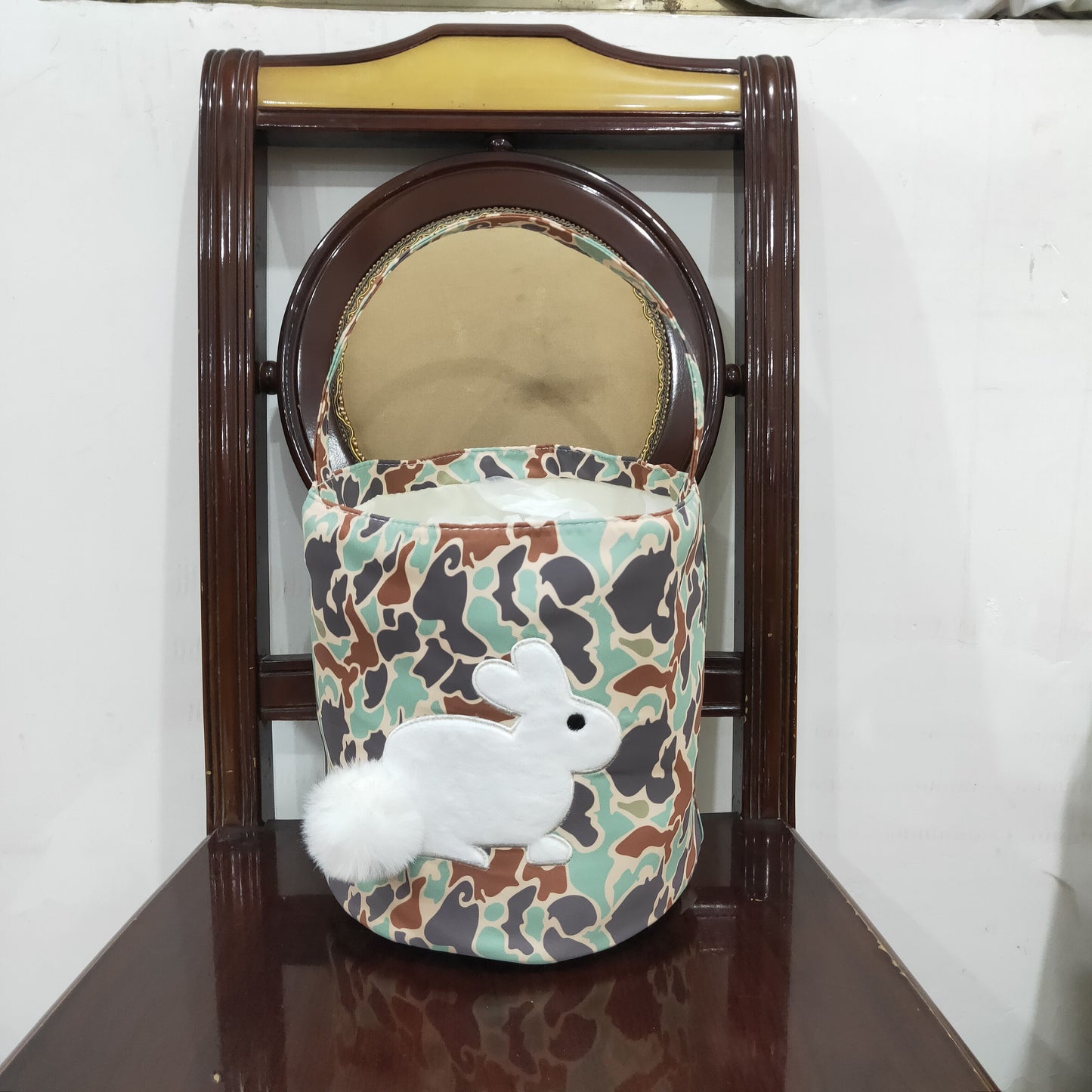 2.2 RTS NO MOQ （In stock）BA0387 Baby Bags Embroidery Rabbits Baby Kids Southern Green Camo Easter Lunch Boxes Bags
