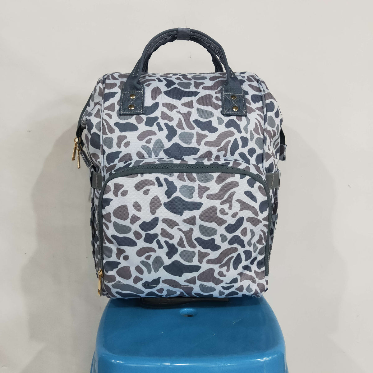 RTS NO MOQ （In stock ) Bag BA0406 Grey Camo Zipper Mommy Diaper Backpacks Bags