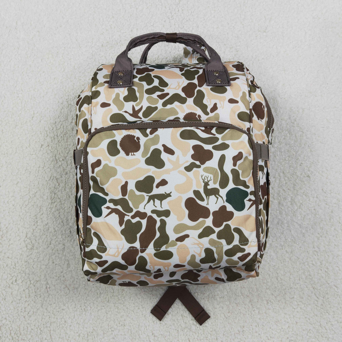 RTS NO MOQ Sibling Bags Baby Kids Duck Camo Print Zipper Casual Backpack