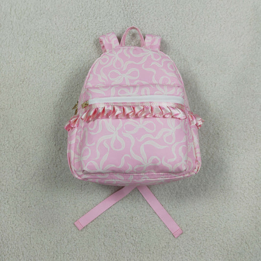 RTS NO MOQ （In stock ) Bags BA0459 Kids Girls Pink Bows Plaid Cute School Backpack Bags