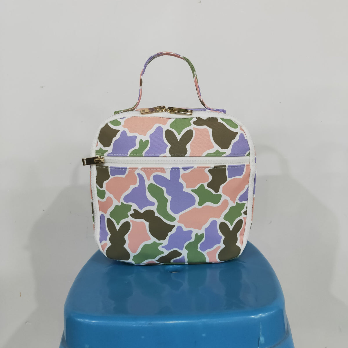 USA Warehouse (IN STOCK) Bag BA0463 Baby Kids Rabbits Camo Easter Zipper School Lunch Boxes