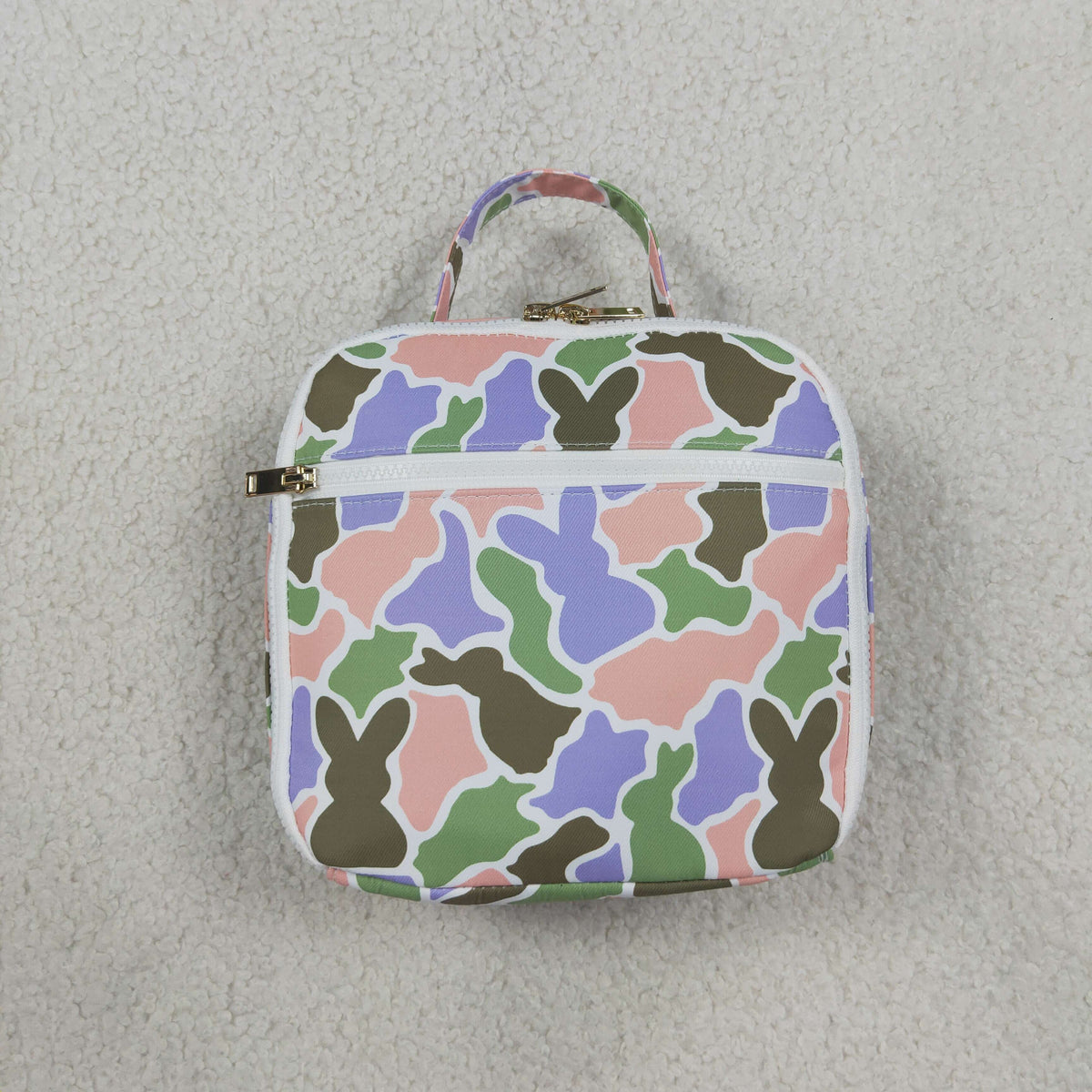 USA Warehouse (IN STOCK) Bag BA0463 Baby Kids Rabbits Camo Easter Zipper School Lunch Boxes