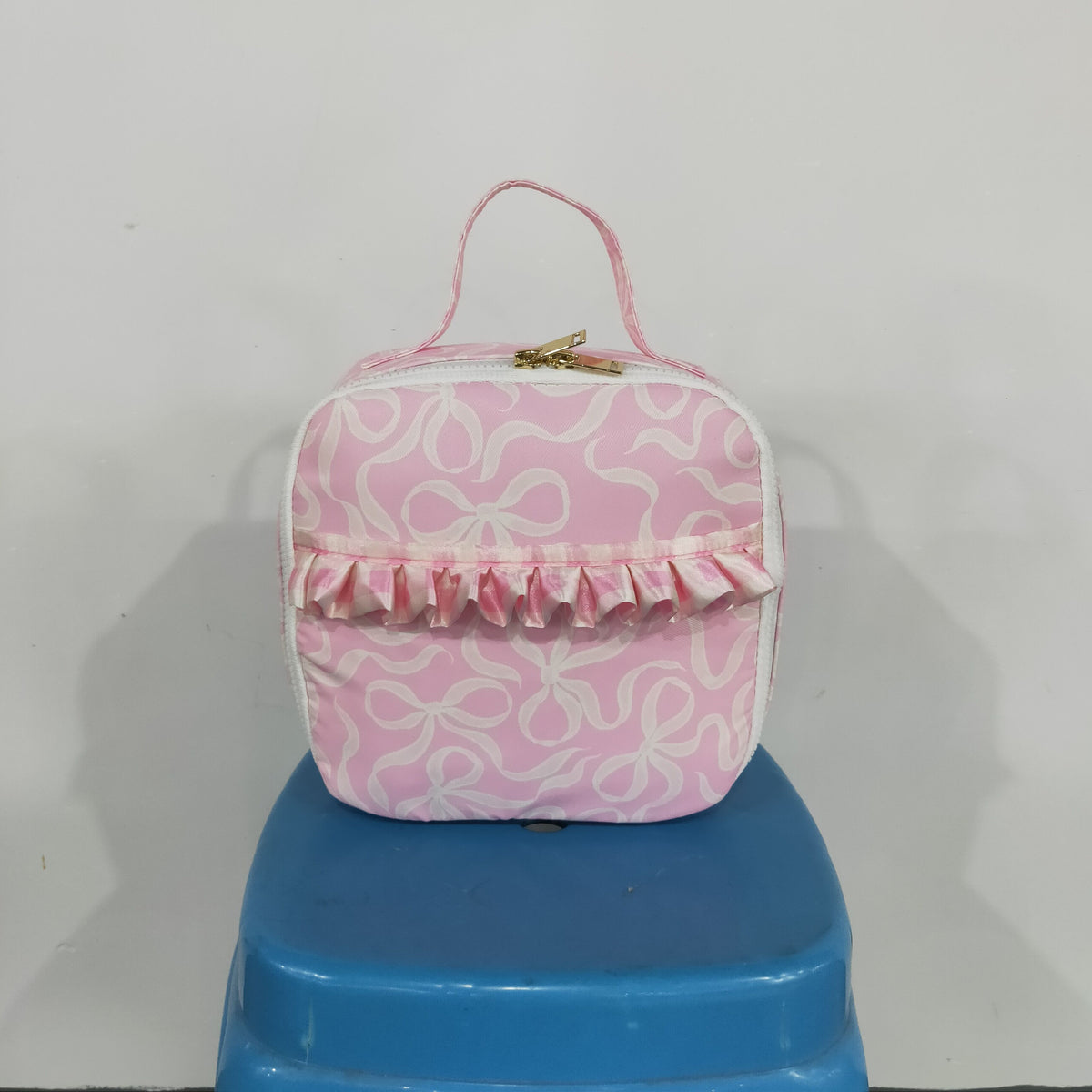 RTS NO MOQ （In stock）Bag BA0464 Baby Kids Pink Bows Zipper School Lunch Boxes