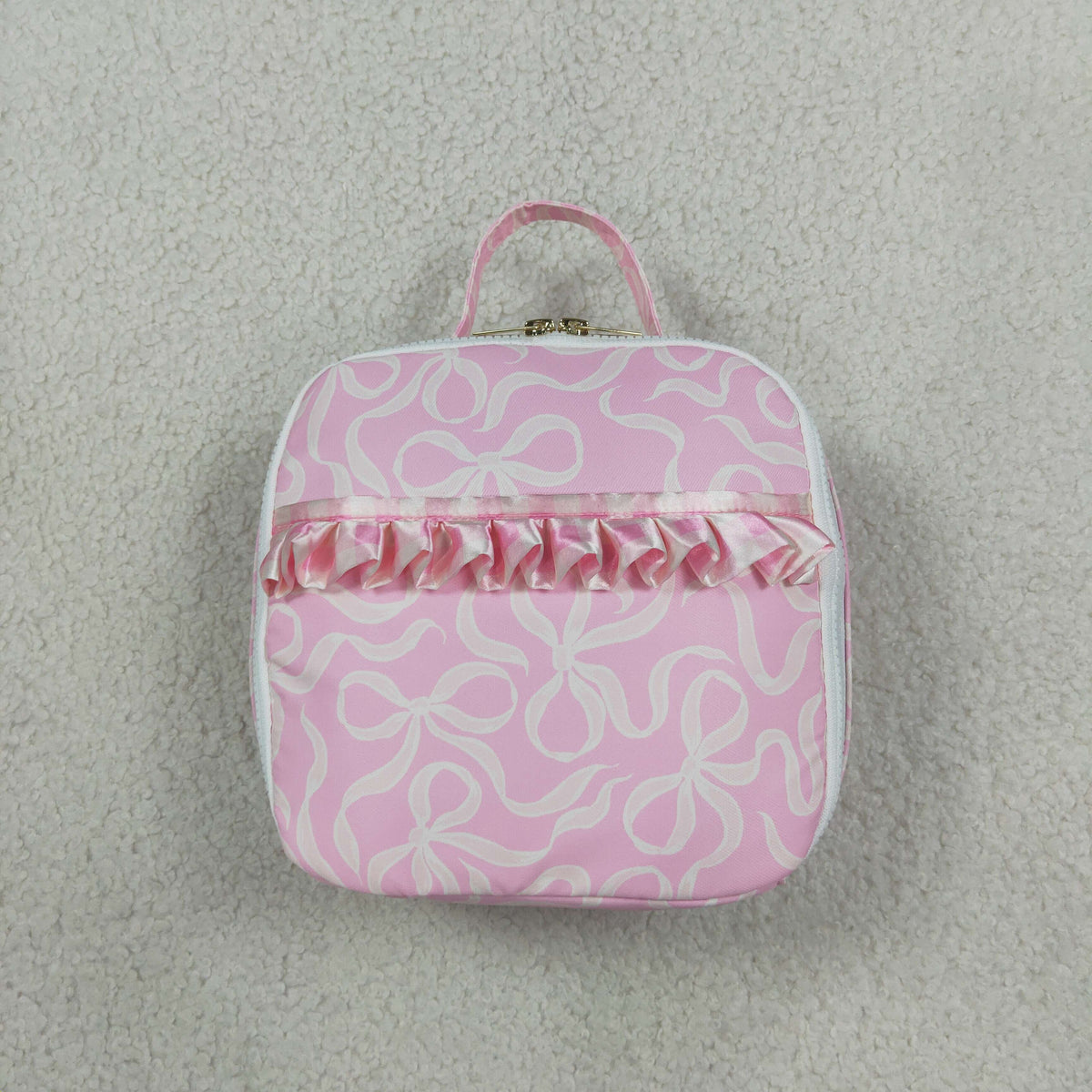 RTS NO MOQ （In stock）Bag BA0464 Baby Kids Pink Bows Zipper School Lunch Boxes