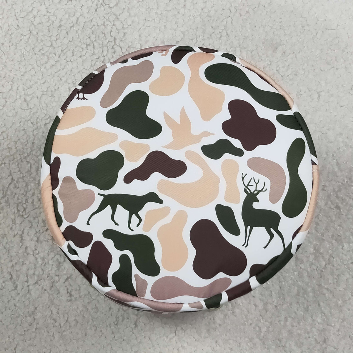 RTS NO MOQ （In stock ) BA0466 Embroidery Rabbits Baby Kids Khaki Brown Camo Easter Gift Bucket Baskets Bags