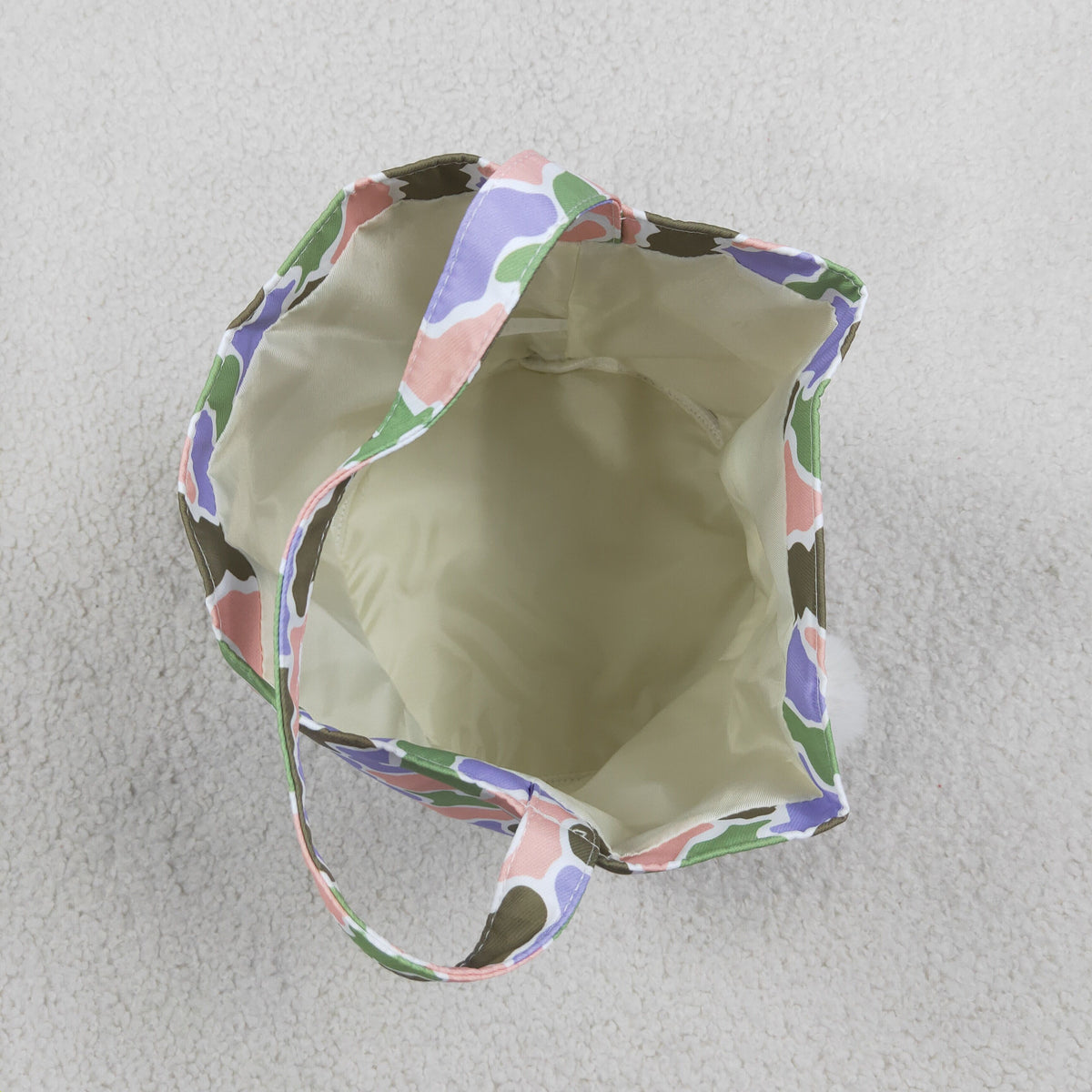 RTS NO MOQ （In stock )BA0467 Embroidery Rabbits Baby Kids Pink Green Camo Easter Gift Bucket Baskets Bag