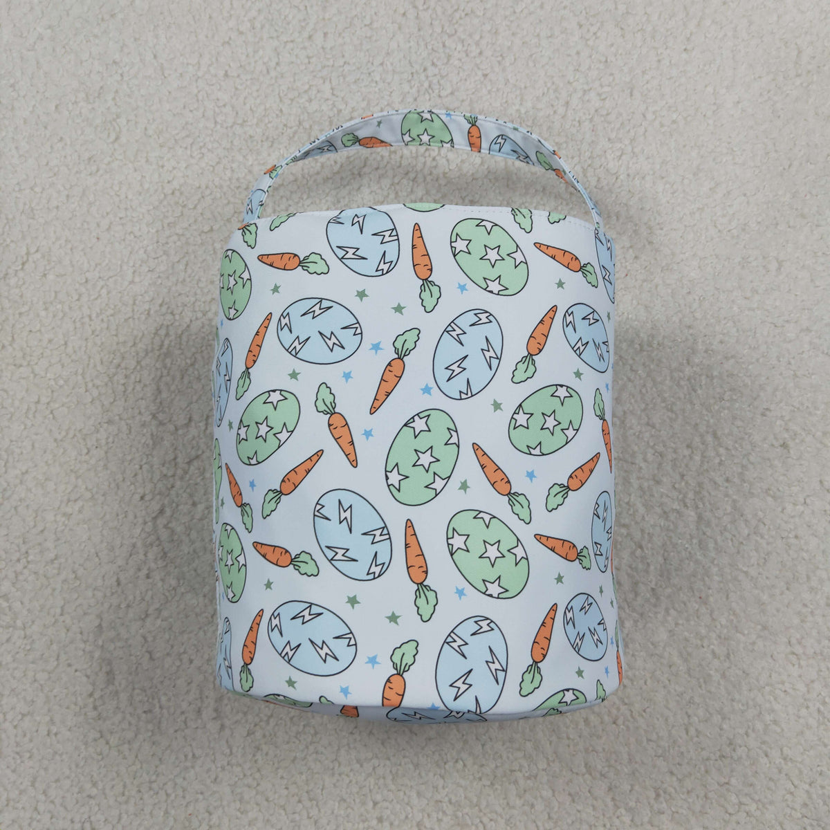 RTS NO MOQ （In stock ) BA0468 Embroidery Rabbits Baby Kids Rabbits Carrots Eggs Easter Bucket Baskets Bags