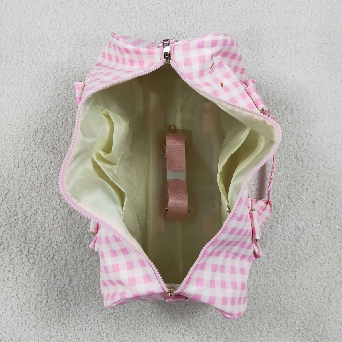 RTS NO MOQ （In stock）Bags BA0469 Adult Women Pink Plaid Print Zipper Gym Bags
