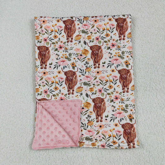 BL0011 RTS NO MOQ Baby Blankets Baby Girls pink cow western blankets