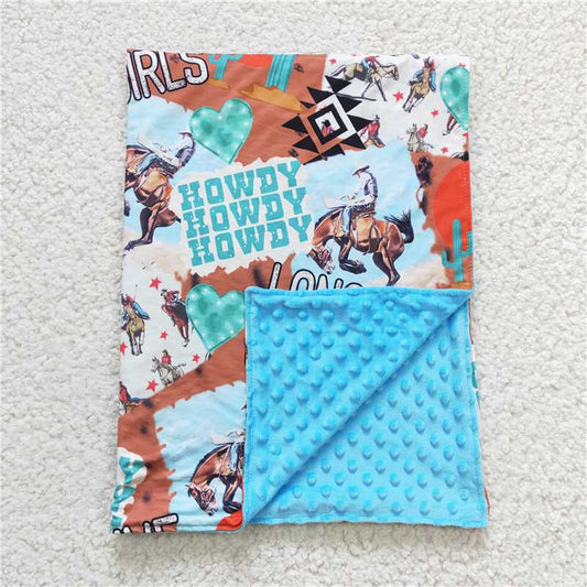 USA Warehouse (IN STOCK)BL0036 Howdy Cowgirl Cactus Baby Kids Western Blankets Soft Cozy Kids' Bedding for Boys And Girls