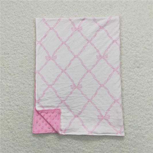 USA Warehouse (IN STOCK)BL0132 Pink Bow Baby Girls Blankets Soft Cozy Fleece Blanket for Infants