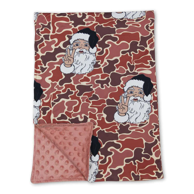 RTS Sibling milk silk Baby Girls And Boys Camo Santa Print Top Pants Pajamas Sets Dress Rompers Blankets
