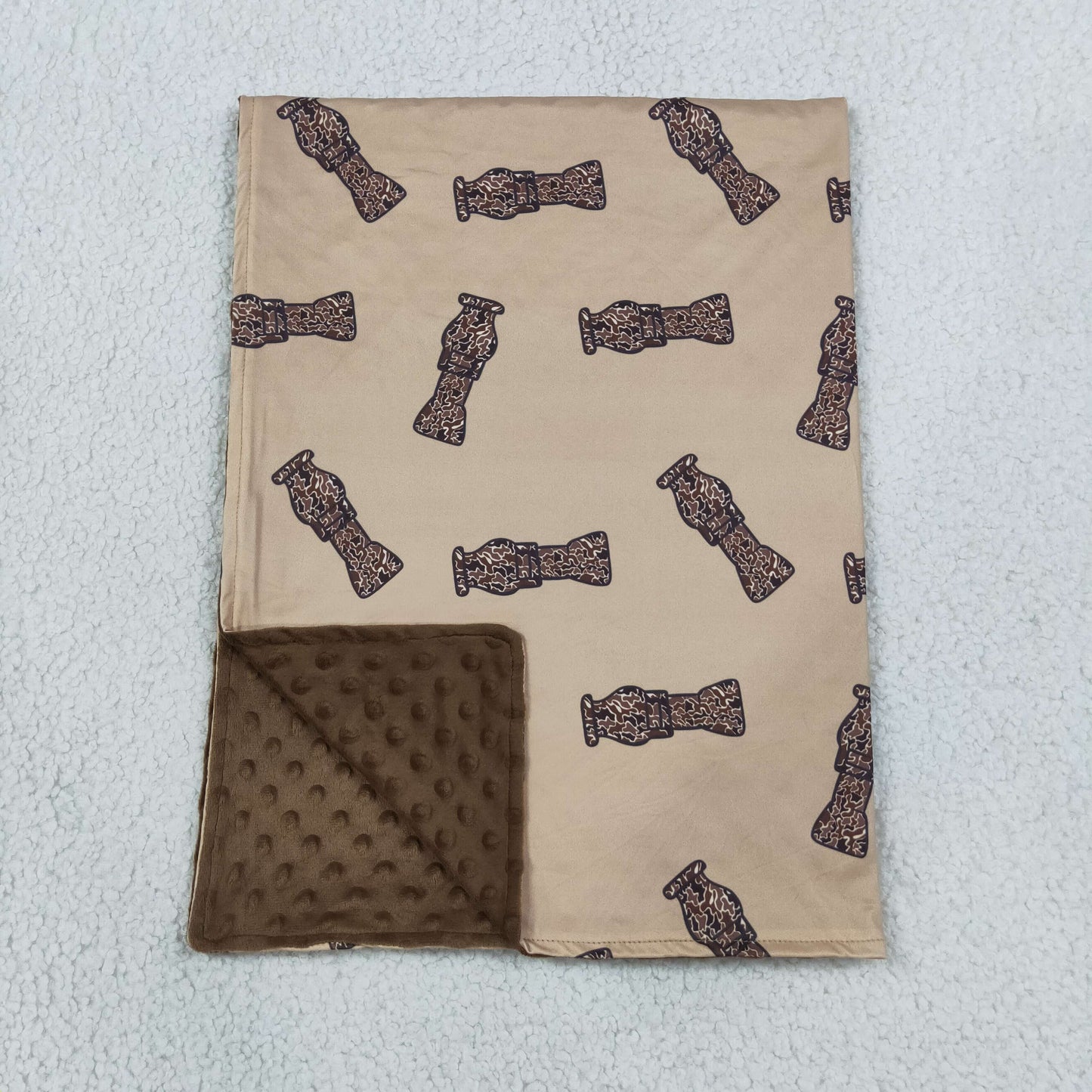 RTS NO MOQ （In stock）Blankets BL0165 Baby Toddler Children Hunting Duck Call Brown Minky Blankets