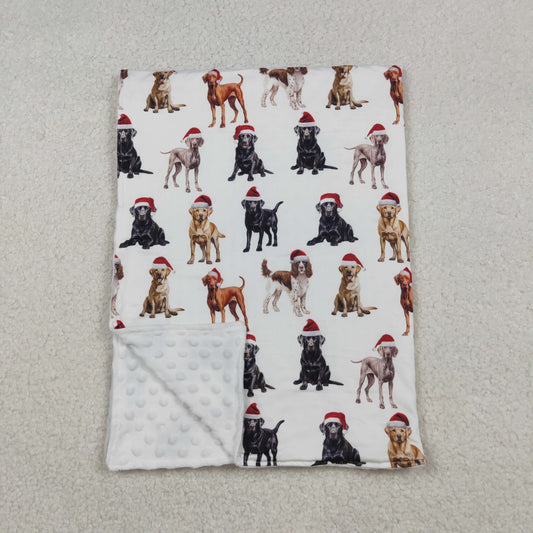 10.11 RTS NO MOQ （In stock）BL0176 Baby Kids Christmas Hats Dogs Plaid Blankets