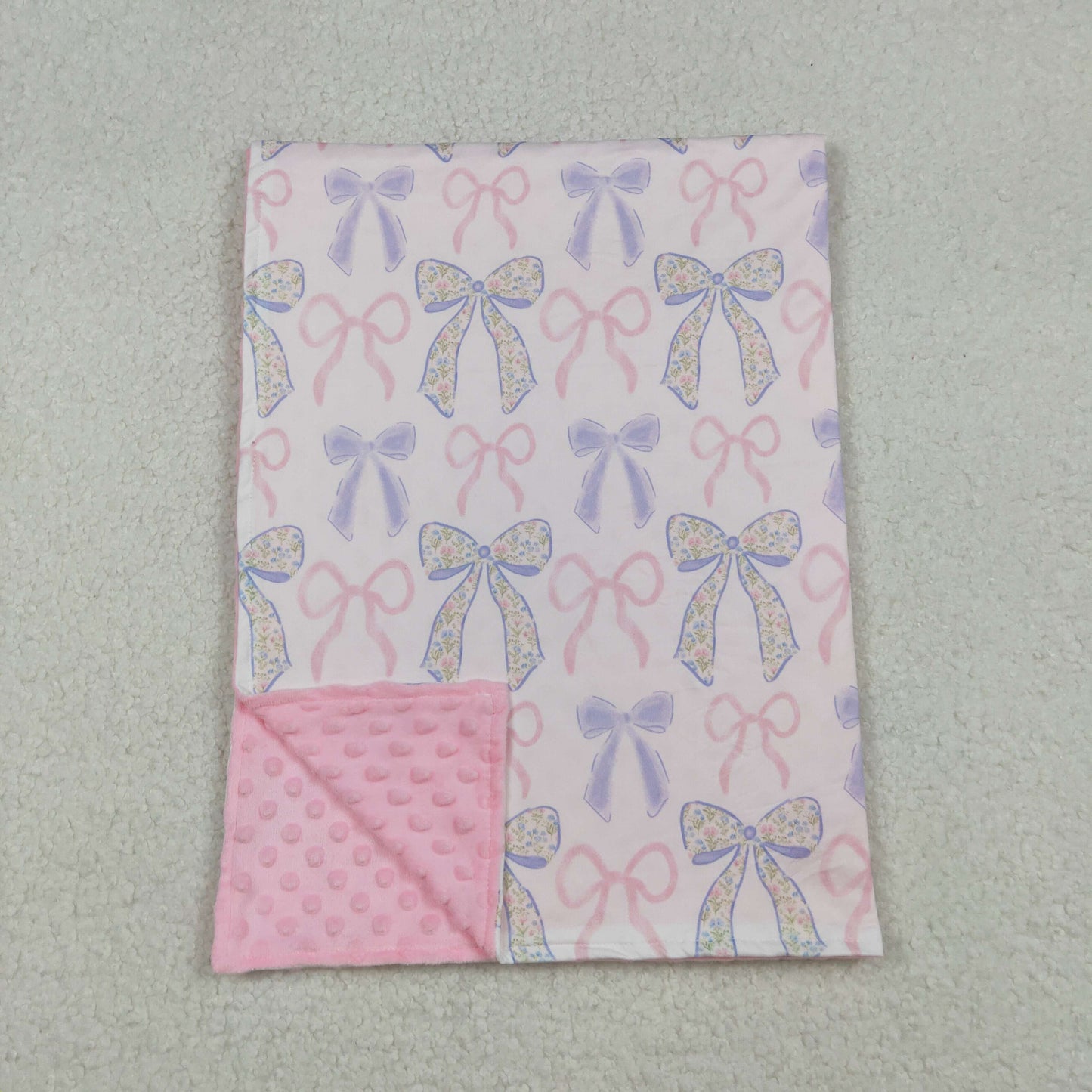 RTS NO MOQ （In stock）BL0191 Baby Blankets Colorful bow pink polka dots baby girls blankets