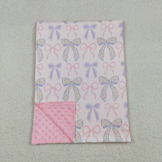 RTS NO MOQ （In stock）BL0191 Baby Blankets Colorful bow pink polka dots baby girls blankets