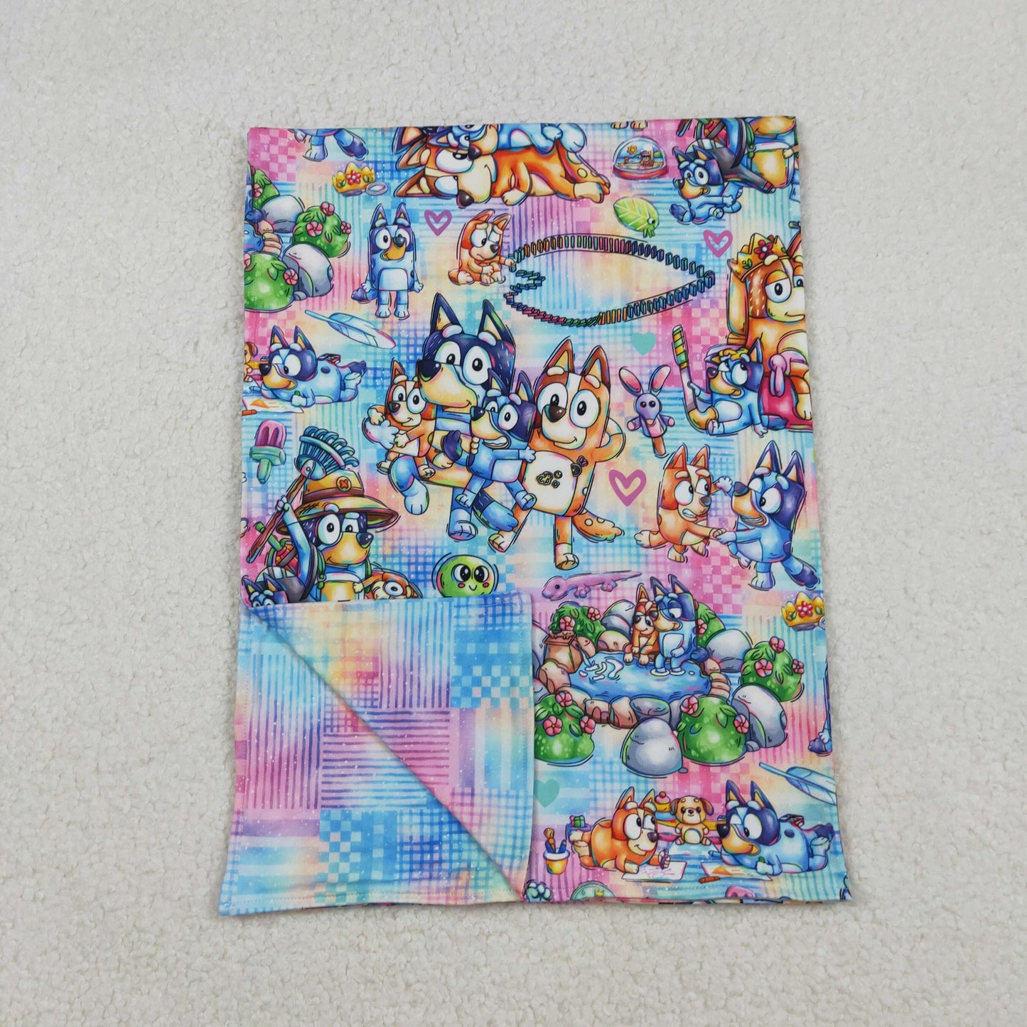 10.11 RTS NO MOQ （In stock）BL0192 Baby Kids Colorful Checked Cartoon Dogs Blankets