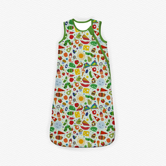 BL0197Green Fruits Worm Sleeveless Baby Kids Sleep Sack Comfortable Breathable Sleepwear for Children