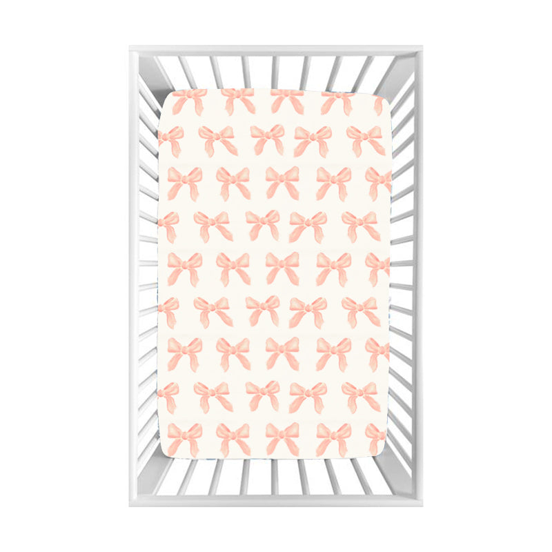 BL0198Baby Toddler Girls Pink Bows Bed Sheets - Cute And Comfortable Kids' Bedroom Decor