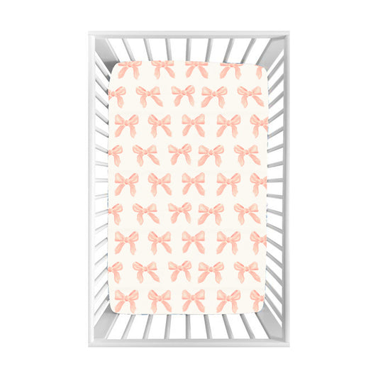 BL0198Baby Toddler Girls Pink Bows Bed Sheets - Cute And Comfortable Kids' Bedroom Decor