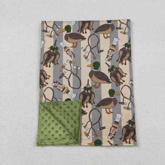 RTS NO MOQ （In stock）BL0211 Baby Blankets Green Ducks Calls Southern Hunting Minky Blankets