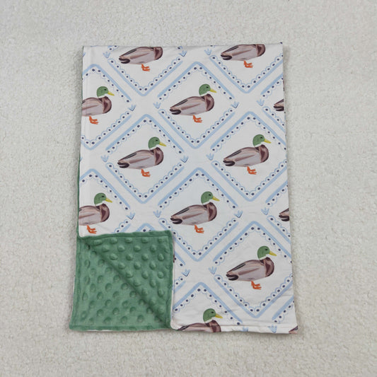 RTS NO MOQ （In stock）BL0213 Baby Blankets Green Ducks Plaid Southern Blankets