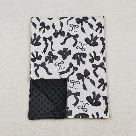 RTS NO MOQ （In stock）BL0217  Baby Blankets Black Bows Plaid Fall Blankets