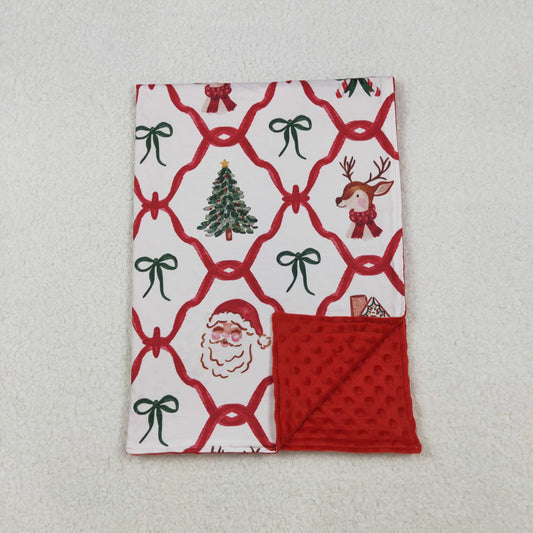 RTS NO MOQ （In stock）BL0219 Baby Blankets Deer Santa Candy Cane Christmas Blankets