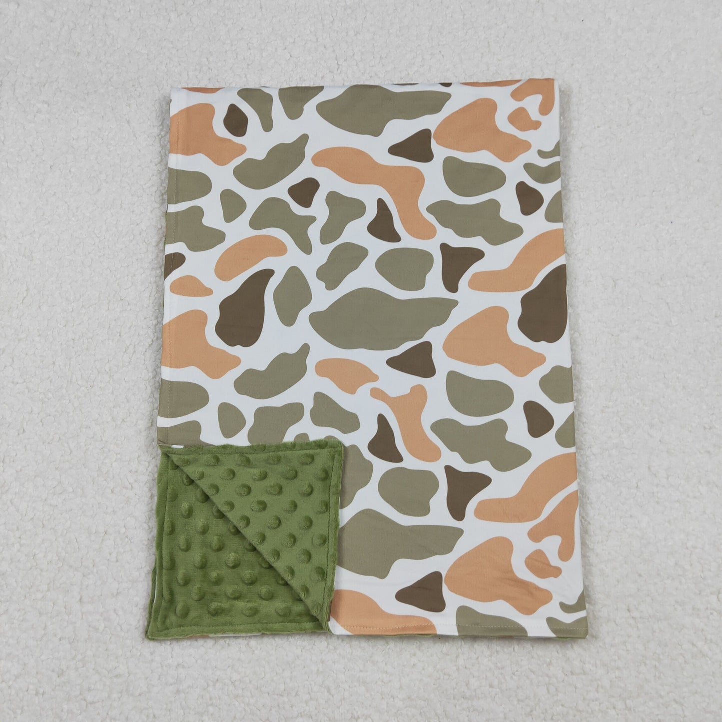 9.29 RTS NO MOQ （In stock）BL0223 Baby Kids Green Orange Camo Print Blankets