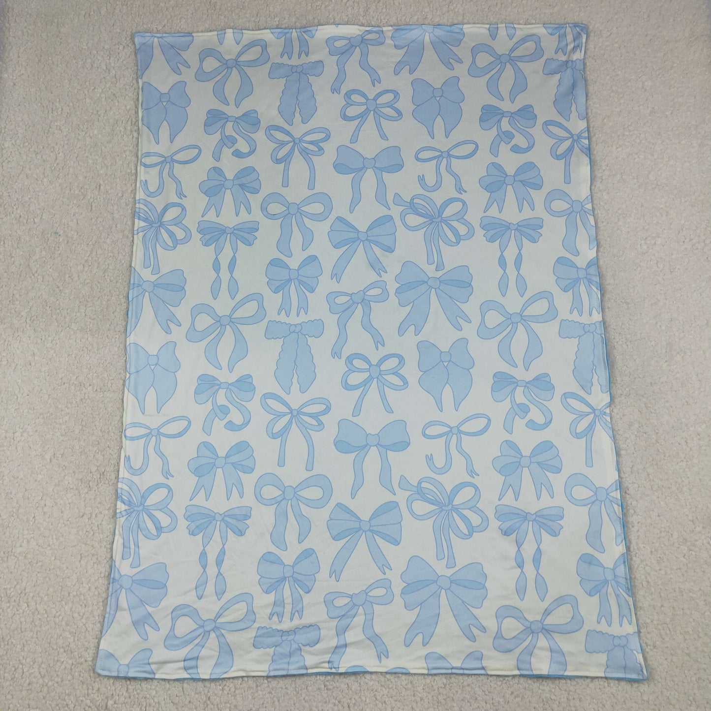 BL0224 RTS NO MOQ （In stock）Light blue bows baby girls minky polka dots blanket
