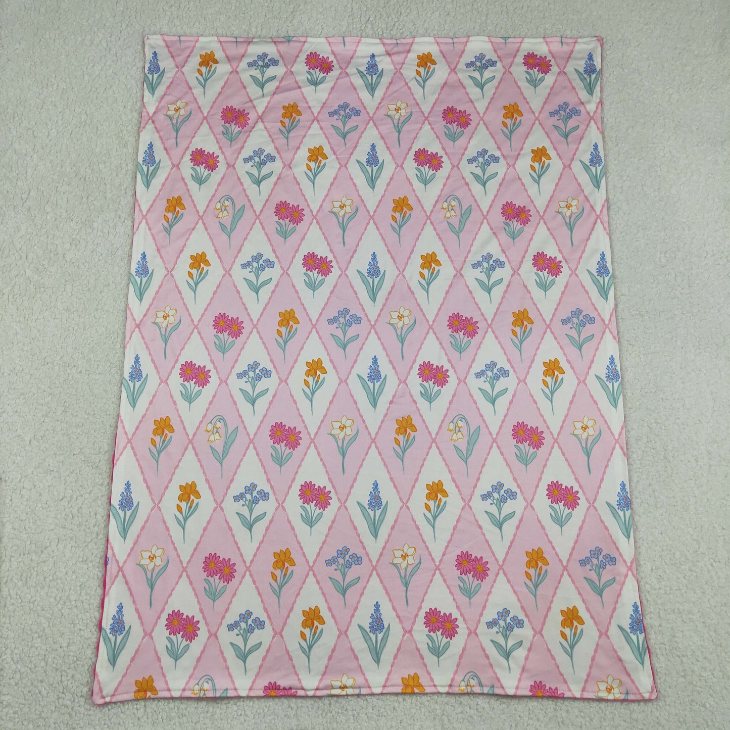 BL0016 RTS NO MOQ （In stock）Baby Kids Colorful Flowers Checked Blankets