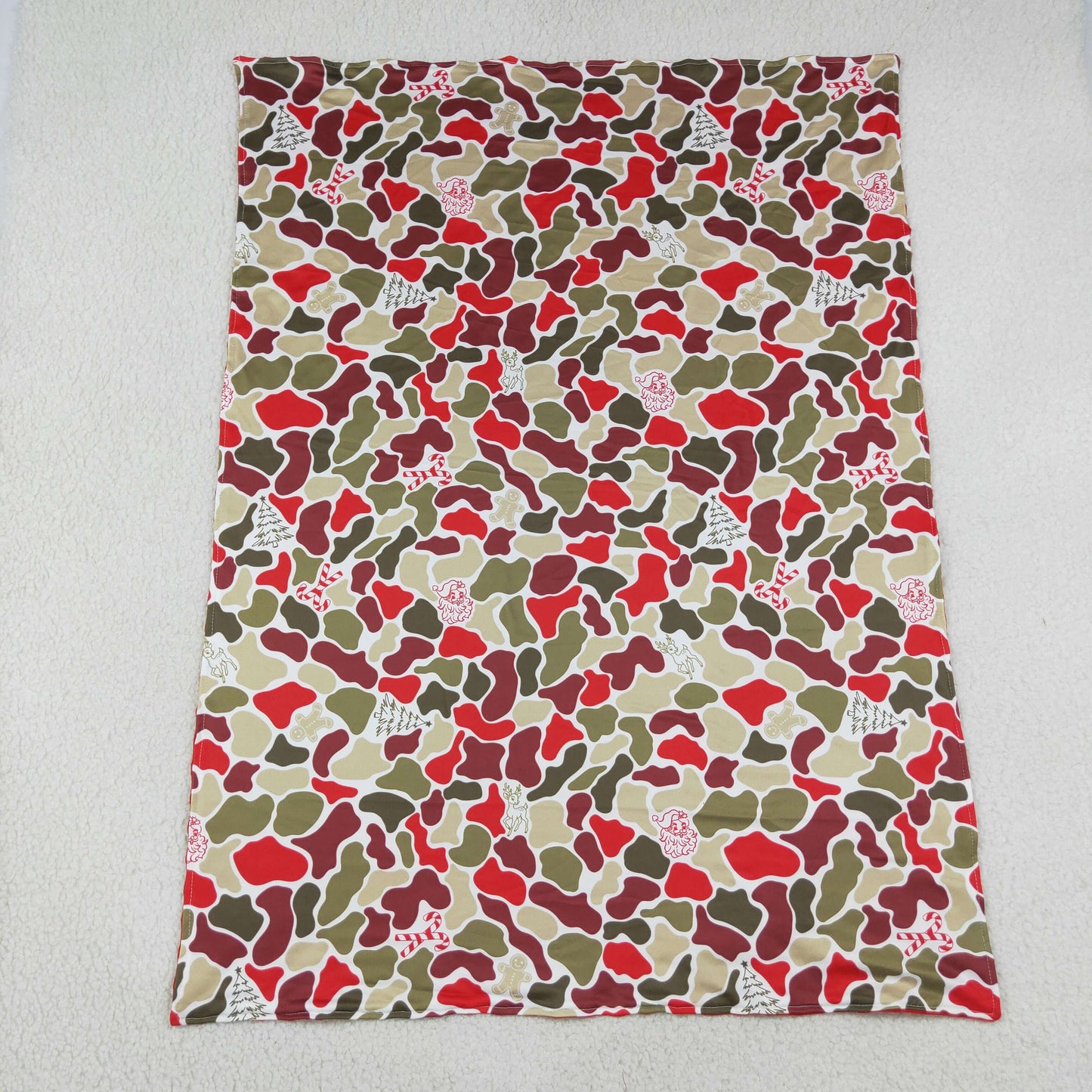 BL0257 RTS NO MOQ （In stock）Gingerbread santa camo baby kids Christmas blanket