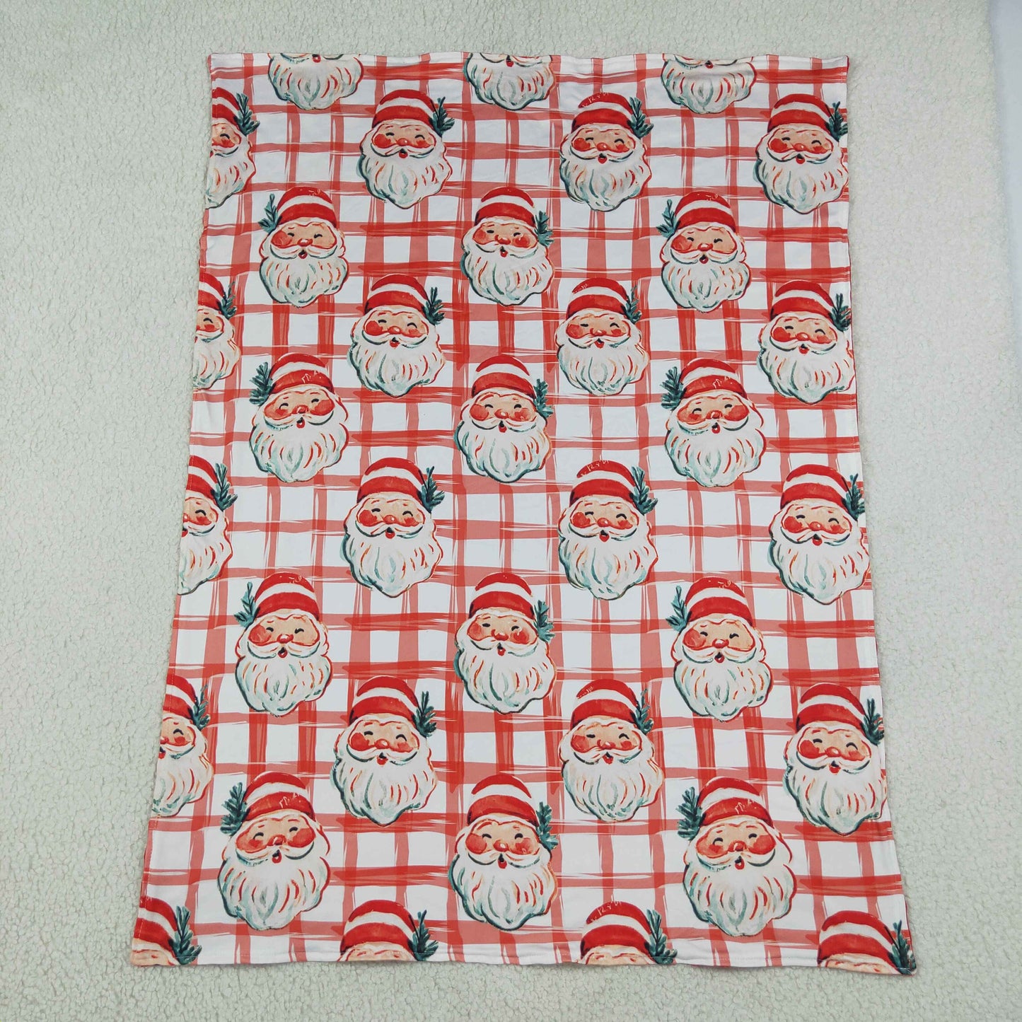 RTS NO MOQ （In stock）Blankets BL0265 Baby Kids Red Checked Santa Christmas Blanket