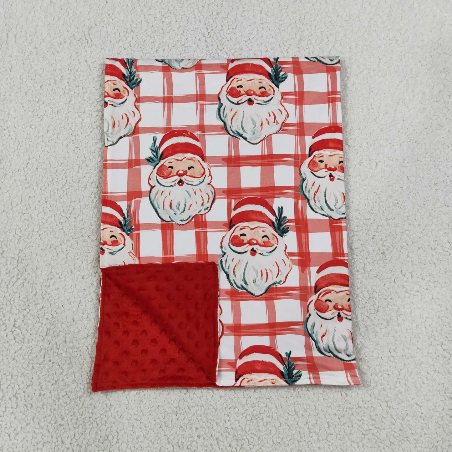 RTS NO MOQ （In stock）Blankets BL0265 Baby Kids Red Checked Santa Christmas Blanket