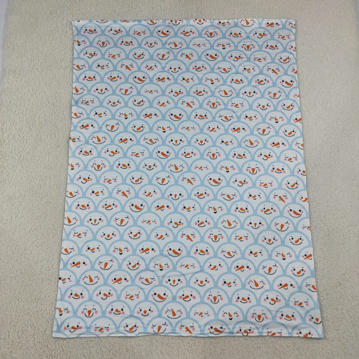 BL0264 RTS NO MOQ （In stock）Blankets BL0267 Baby Kids Blue Snowmen Checked Christmas Blanket