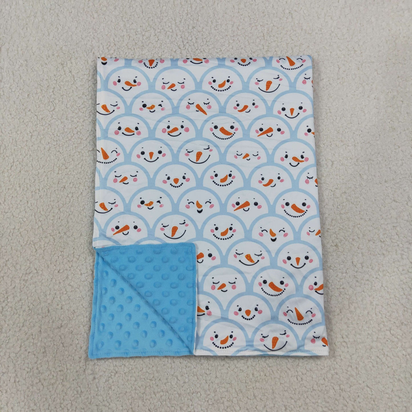BL0264 RTS NO MOQ （In stock）Blankets BL0267 Baby Kids Blue Snowmen Checked Christmas Blanket