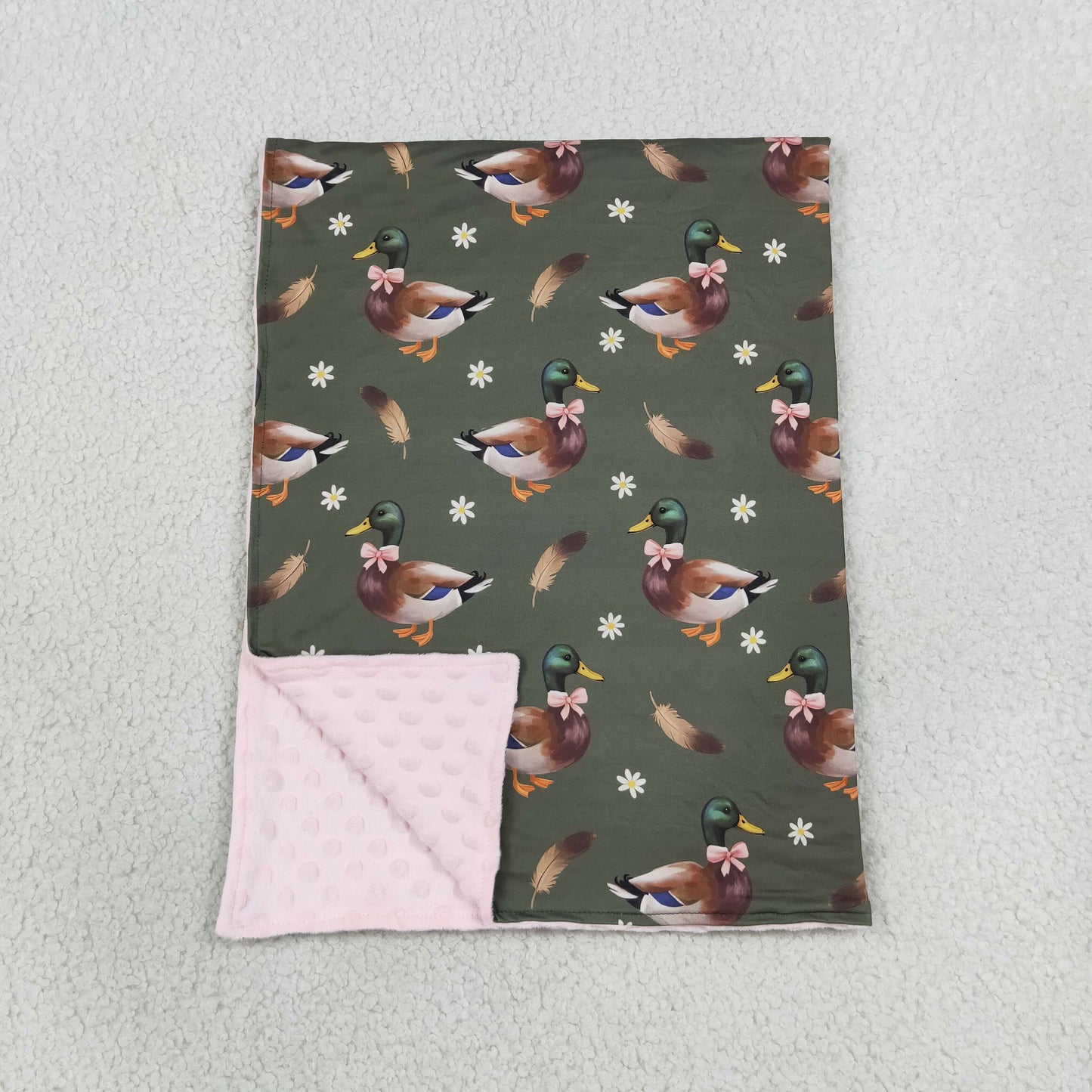 RTS NO MOQ （In stock）Blankets BL0283 Baby Girls Flowers Ducks Hunting Blankets