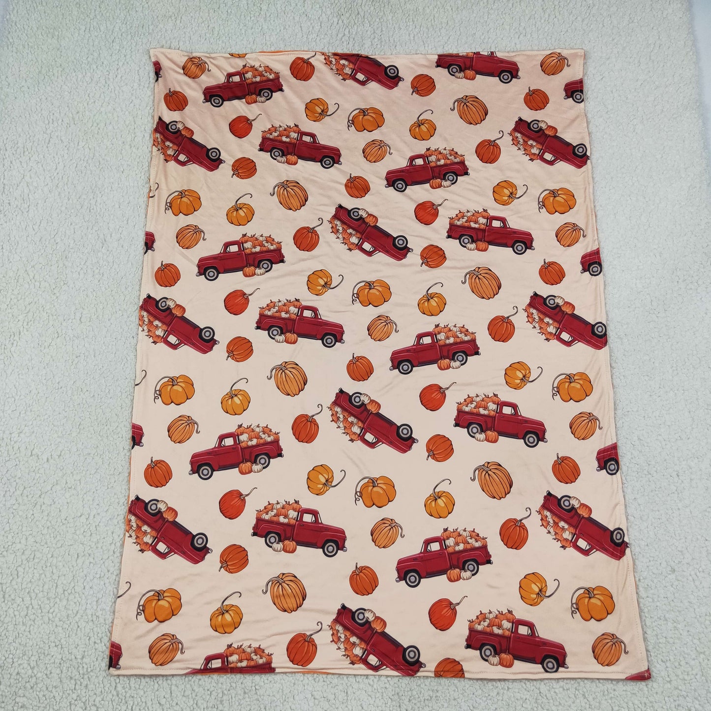 RTS NO MOQ （In stock）Blankets BL0289 Baby Boys Pumpkins Trucks Fall Blankets
