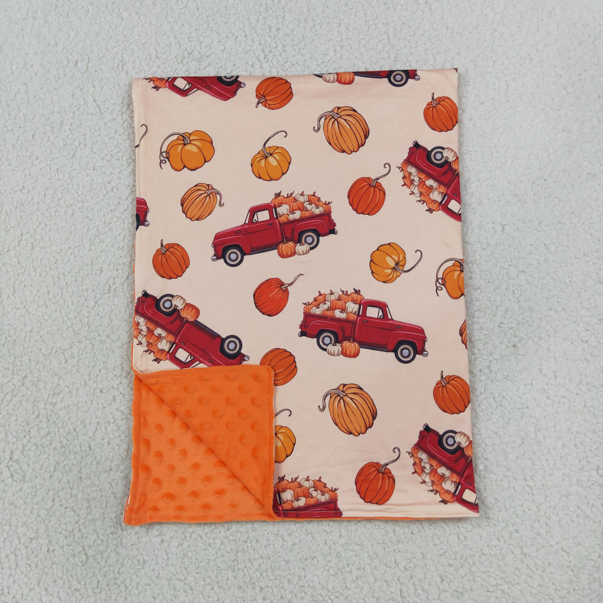RTS NO MOQ （In stock）Blankets BL0289 Baby Boys Pumpkins Trucks Fall Blankets