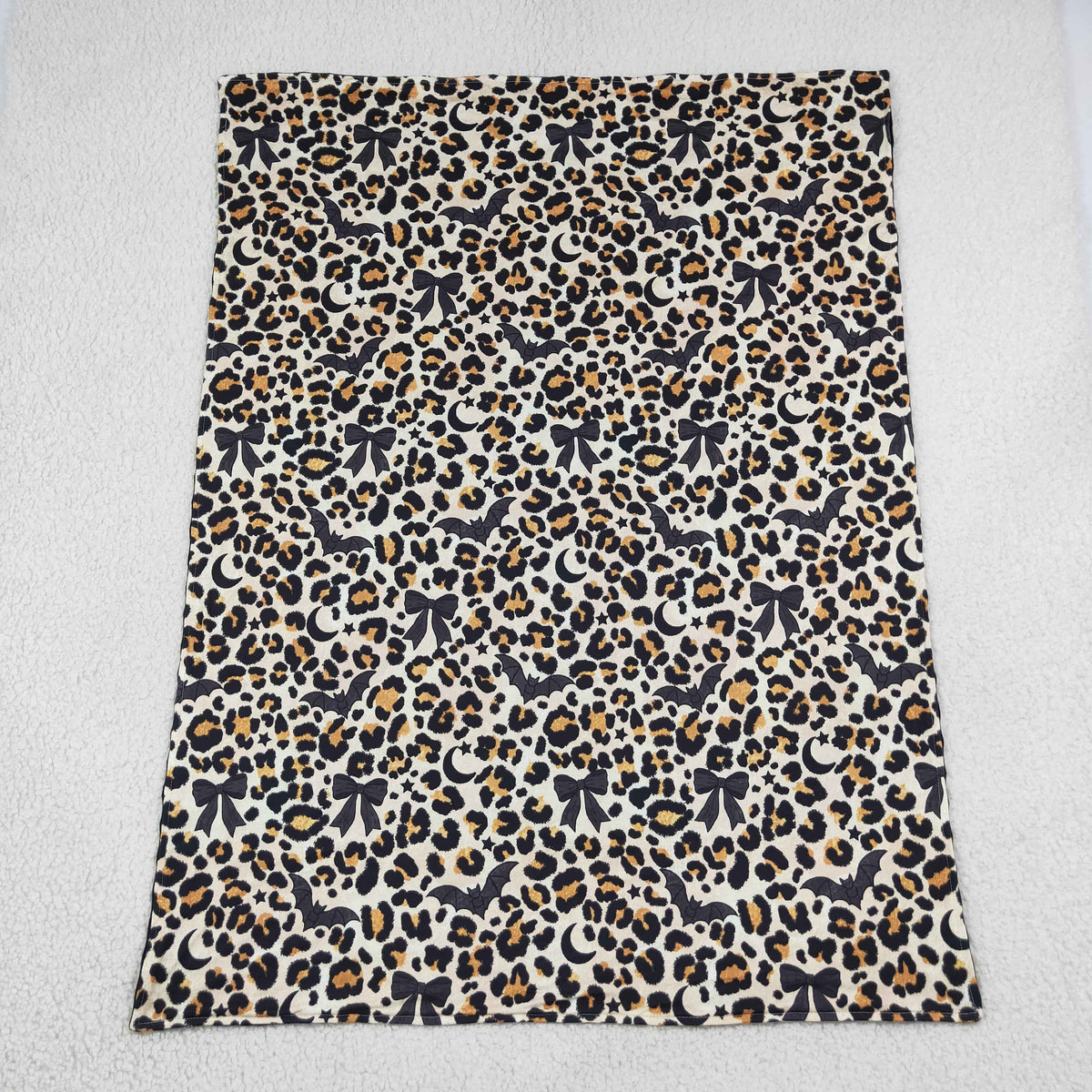 RTS NO MOQ （In stock）Blankets BL0290 Baby Boys Black Bows Bats Leopard Halloween Blankets