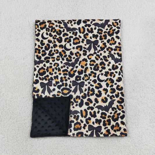 RTS NO MOQ （In stock）Blankets BL0290 Baby Boys Black Bows Bats Leopard Halloween Blankets
