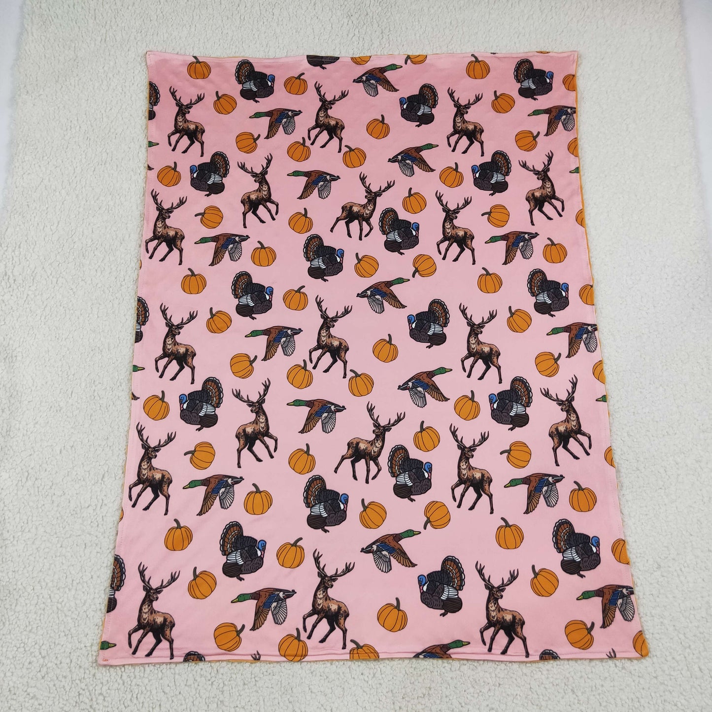 RTS NO MOQ （In stock）Blankets BL0293 Baby Girls Pumpkin Ducks Deer Turkey Thanksgivings Blankets