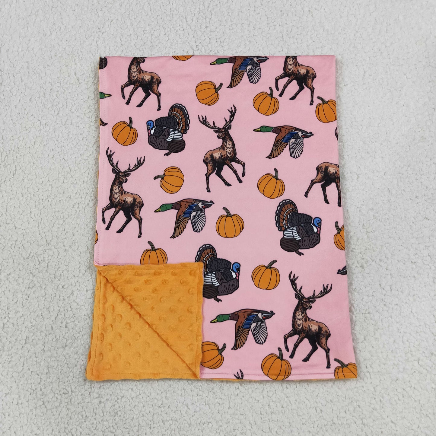 RTS NO MOQ （In stock）Blankets BL0293 Baby Girls Pumpkin Ducks Deer Turkey Thanksgivings Blankets