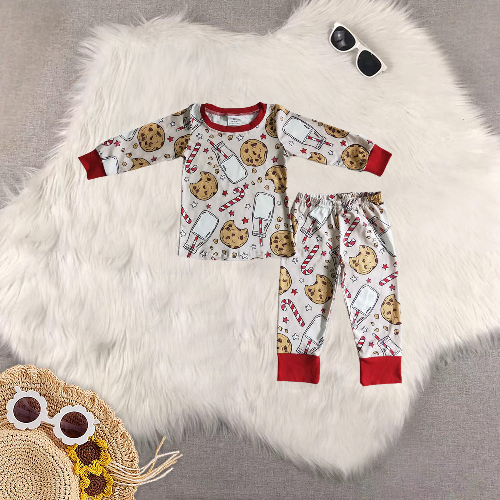 RTS Sibling Baby Boys Girls Christmas baby girls milk cookie holiday pajamas sets
