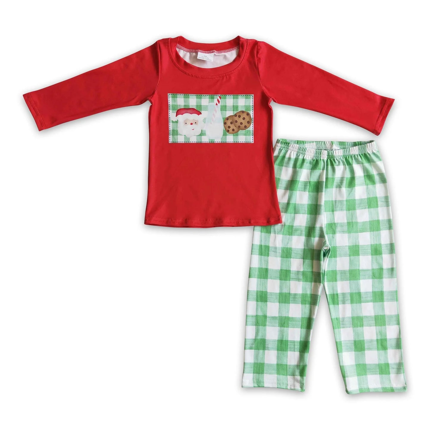 10.2 RTS Sibling Baby Boys Long Sleeves Santa Candy Cane Plaid Top Pants Christmas Sets